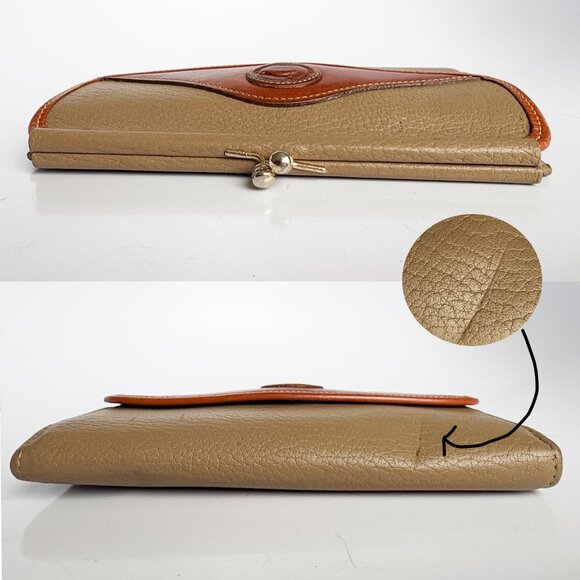 Dooney & Bourke Checkbook Organizer Wallet Taupe AWL British Tan Leather - Picture 6 of 11